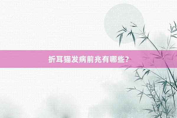 折耳猫发病前兆有哪些?